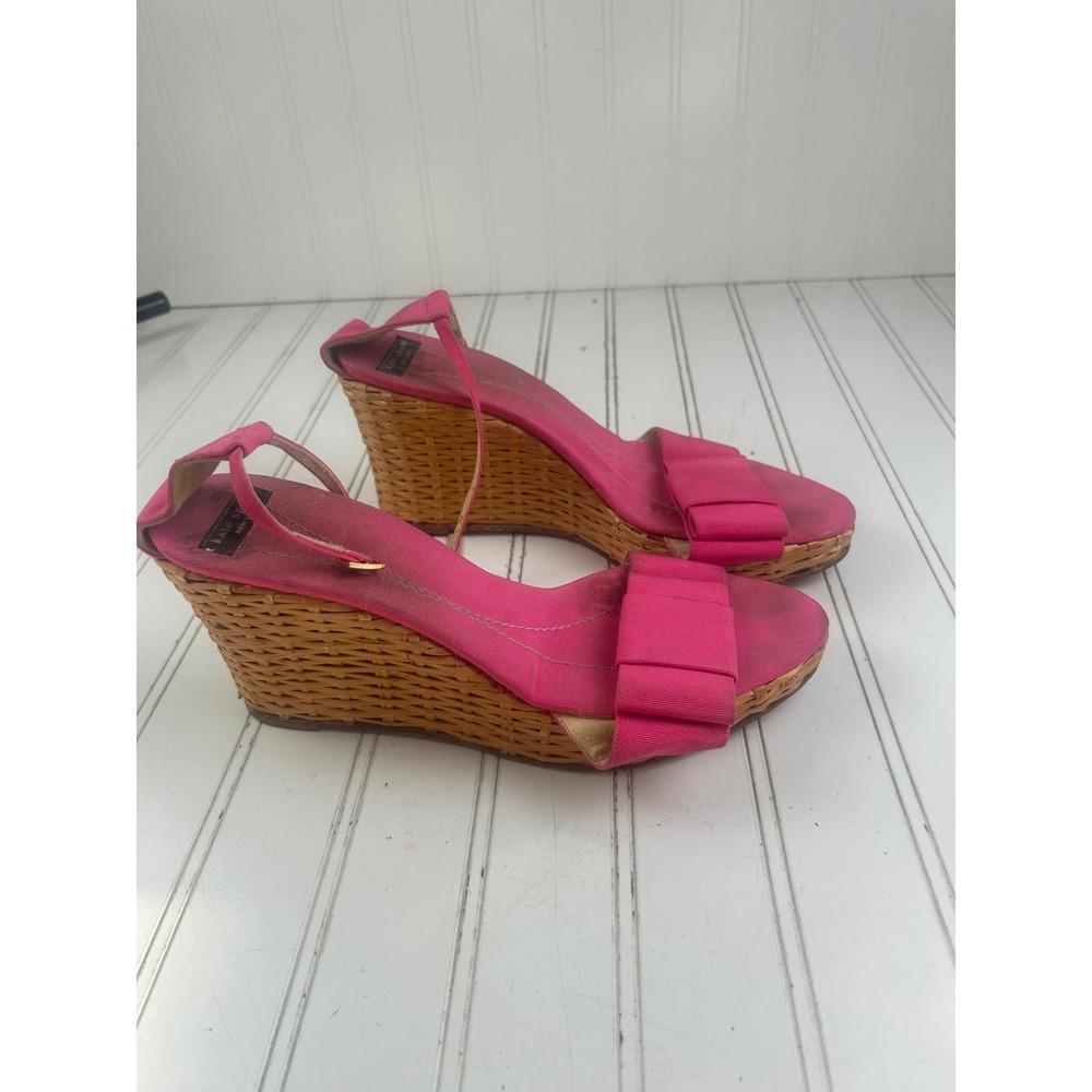 Kate Spade Vintage Y2K 2005 Pink Woven Espadrille Bow Wedges Women's Size 10 - Picture 8 of 11